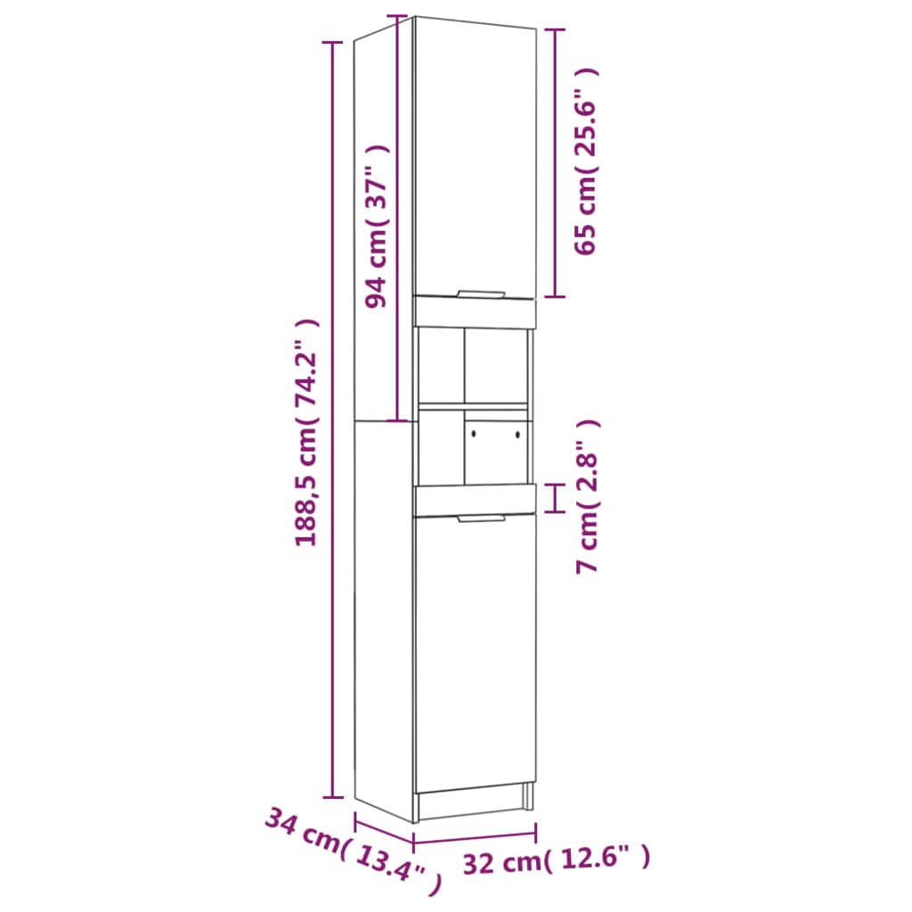 vidaXL 5 Piece Bathroom Cabinet Set White Engineered Wood