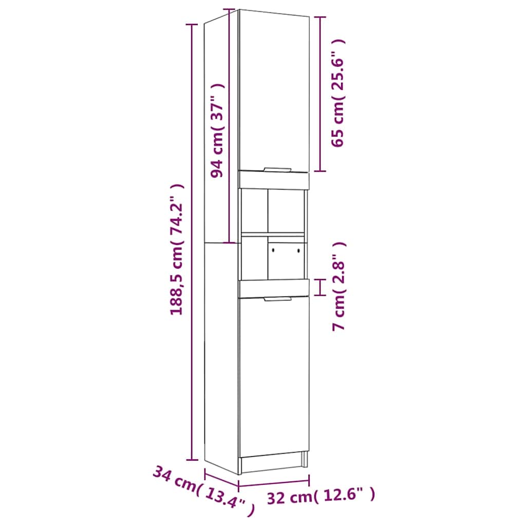 vidaXL 5 Piece Bathroom Cabinet Set Grey Sonoma Engineered Wood