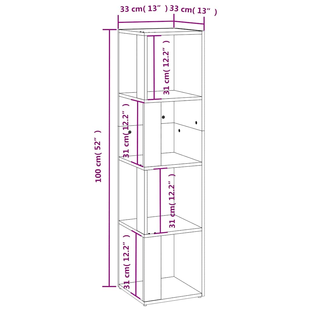 vidaXL Corner Cabinet Grey Sonoma 33x33x132 cm Engineered Wood