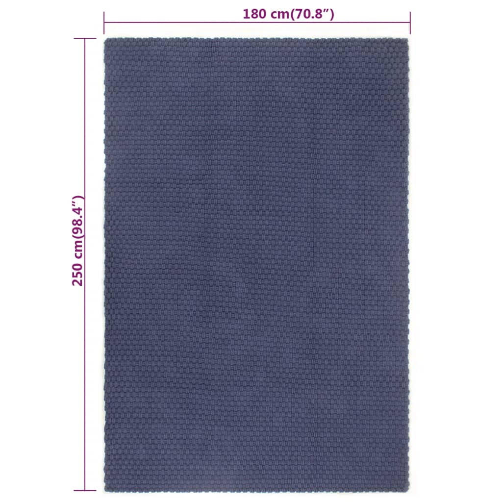 vidaXL Rug Rectangular Navy Blue 180x250 cm Cotton