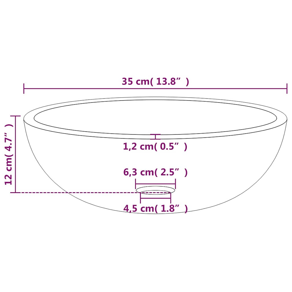 vidaXL Basin Tempered Glass 35x12 cm Transparent