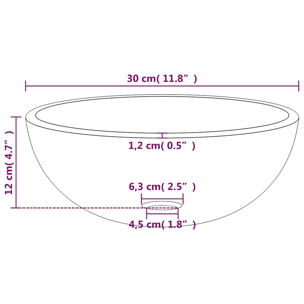 vidaXL Basin Tempered Glass 30x12 cm Transparent