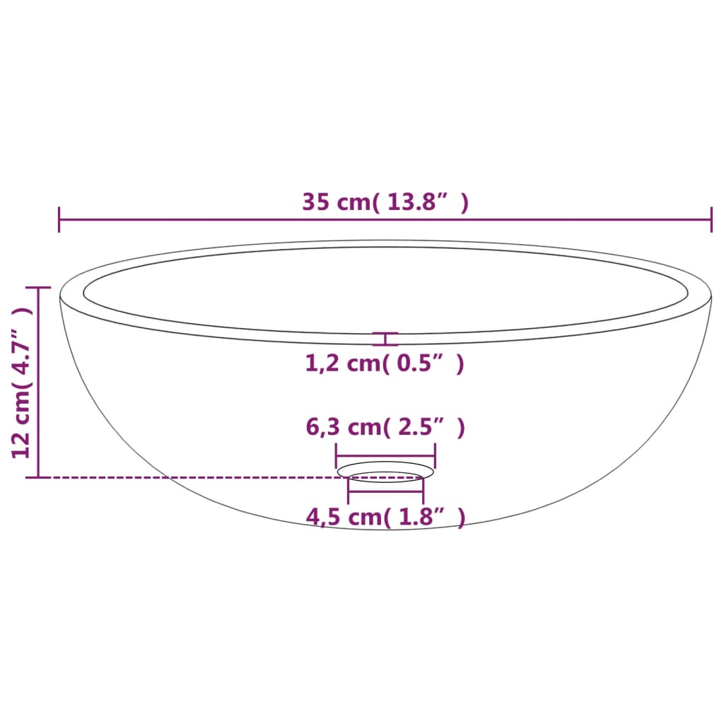 vidaXL Basin Tempered Glass 35x12 cm Gold