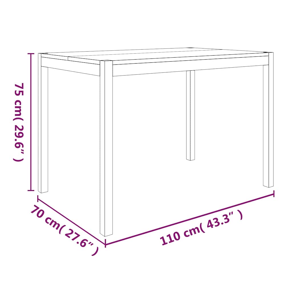 vidaXL Dining Table 110x70x75 cm Solid Wood Acacia