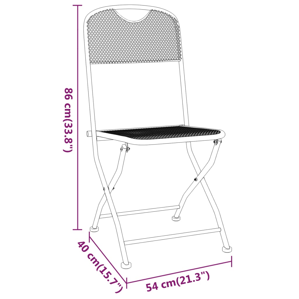 vidaXL 3 Piece Garden Dining Set Expanded Metal Mesh Anthracite