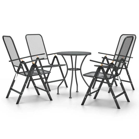 vidaXL Garden Dining Set | Anthracite | Expanded metal mesh | Compact | Foldable