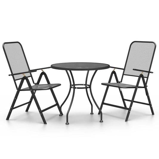 vidaXL Garden Dining Set | Anthracite | Expanded metal mesh | Medium | Foldable