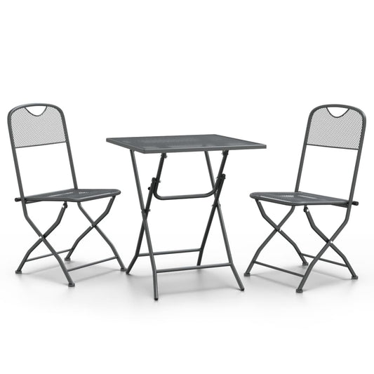 vidaXL Garden Dining Set | Anthracite | Expanded metal mesh | Small | Foldable