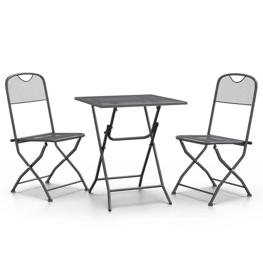 vidaXL 3 Piece Garden Dining Set Expanded Metal Mesh Anthracite
