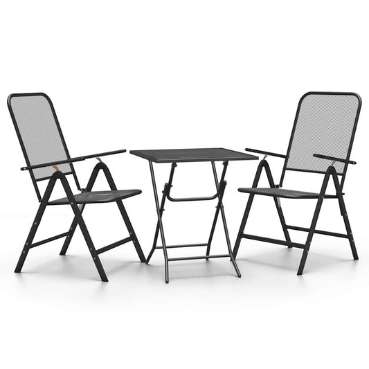 vidaXL 3 Piece Garden Dining Set Expanded Metal Mesh Anthracite