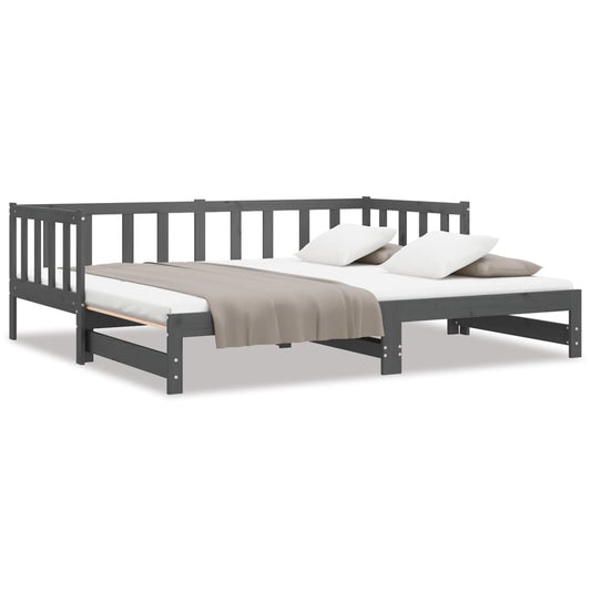 vidaXL Day Bed | Grey | Solid pinewood | 2x | Pull-Out | Day Bed | Rectangular
