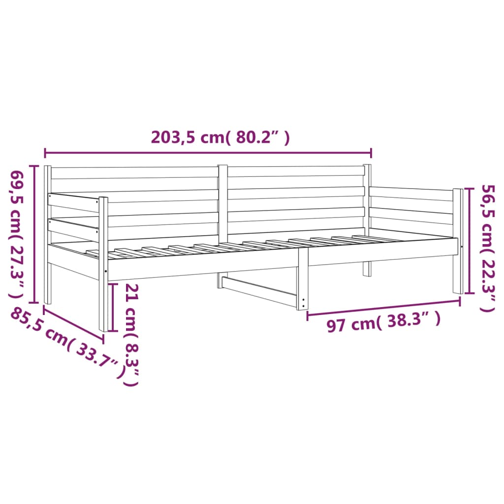 vidaXL Day Bed without Mattress 80x200cm Solid Wood Pine