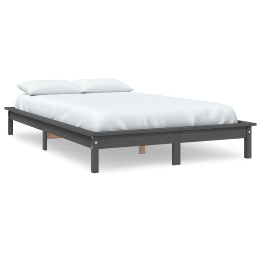 vidaXL Bed Frame | Grey | Solid pine wood | d | Durable | Bed Frame