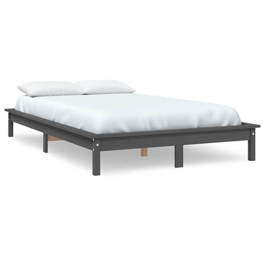 vidaXL Bed Frame without Mattress Grey 200x200 cm Solid Wood