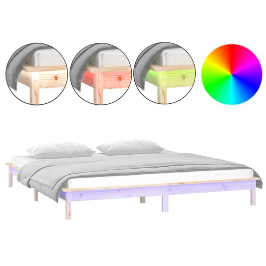 vidaXL LED Bed Frame without Mattress 180x200 cm Solid Wood