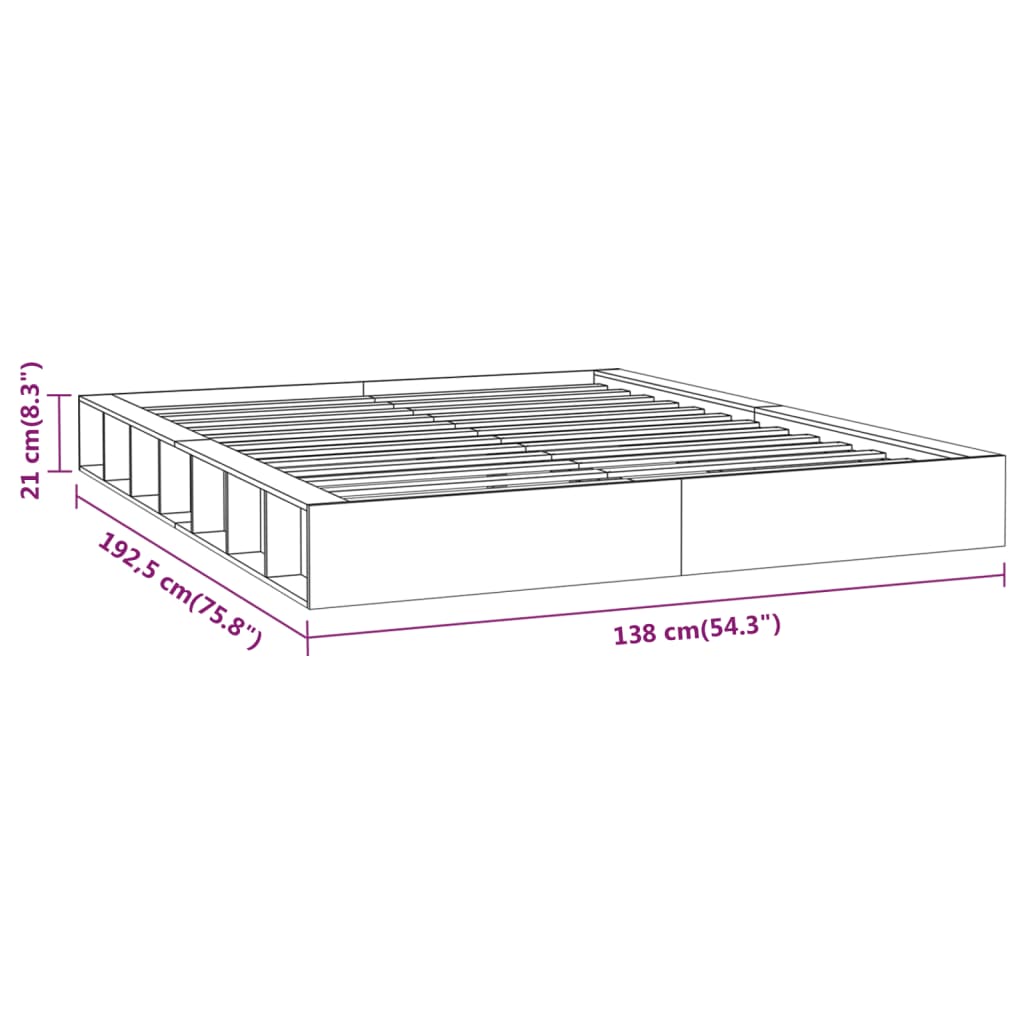 vidaXL Bed Frame | White | Solid Pine Wood | Small Double | Durable | Bed Frame