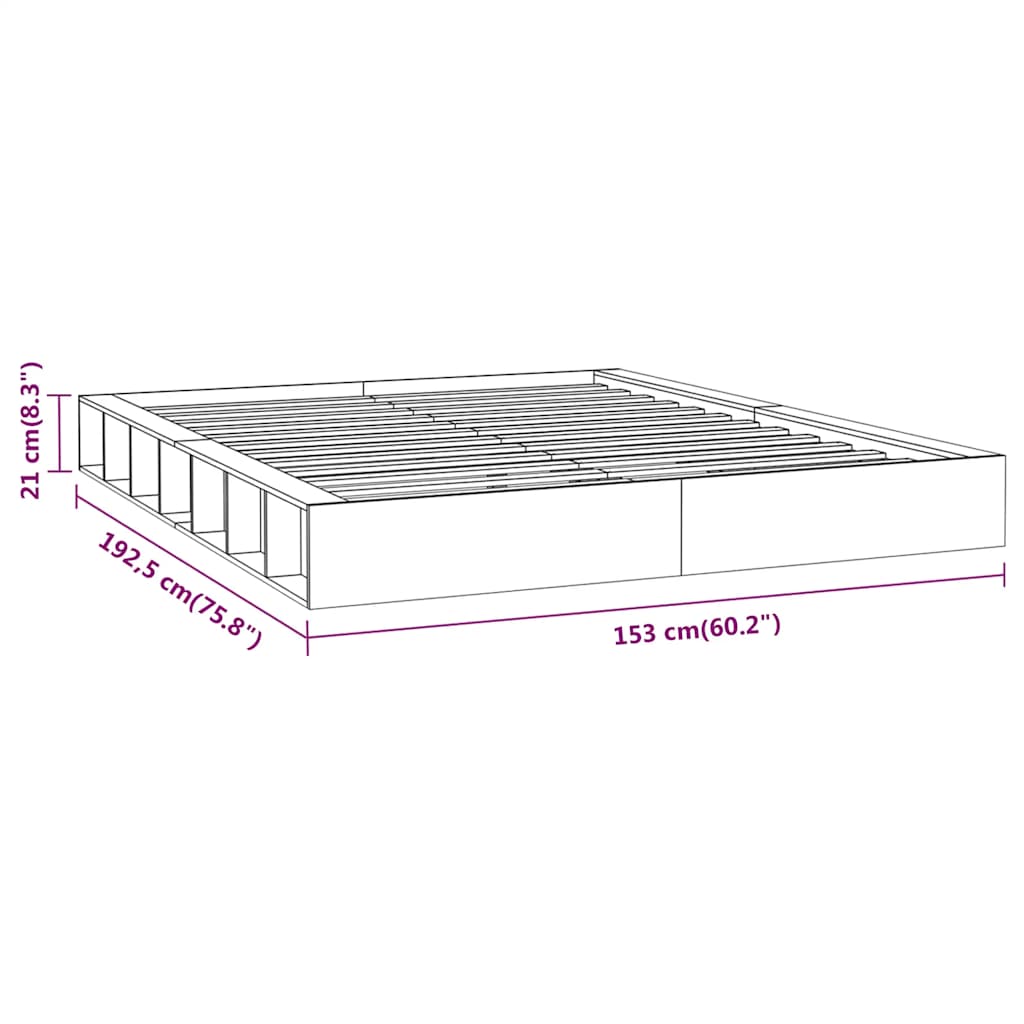 vidaXL Bed Frame without Mattress White 135x190 cm Double Solid Wood