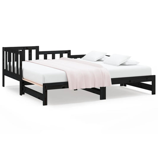 vidaXL Day Bed | Black | Solid pine wood | Double