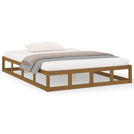 vidaXL Bed Frame without Mattress Honey Brown 150x200 cm King Size Solid Wood