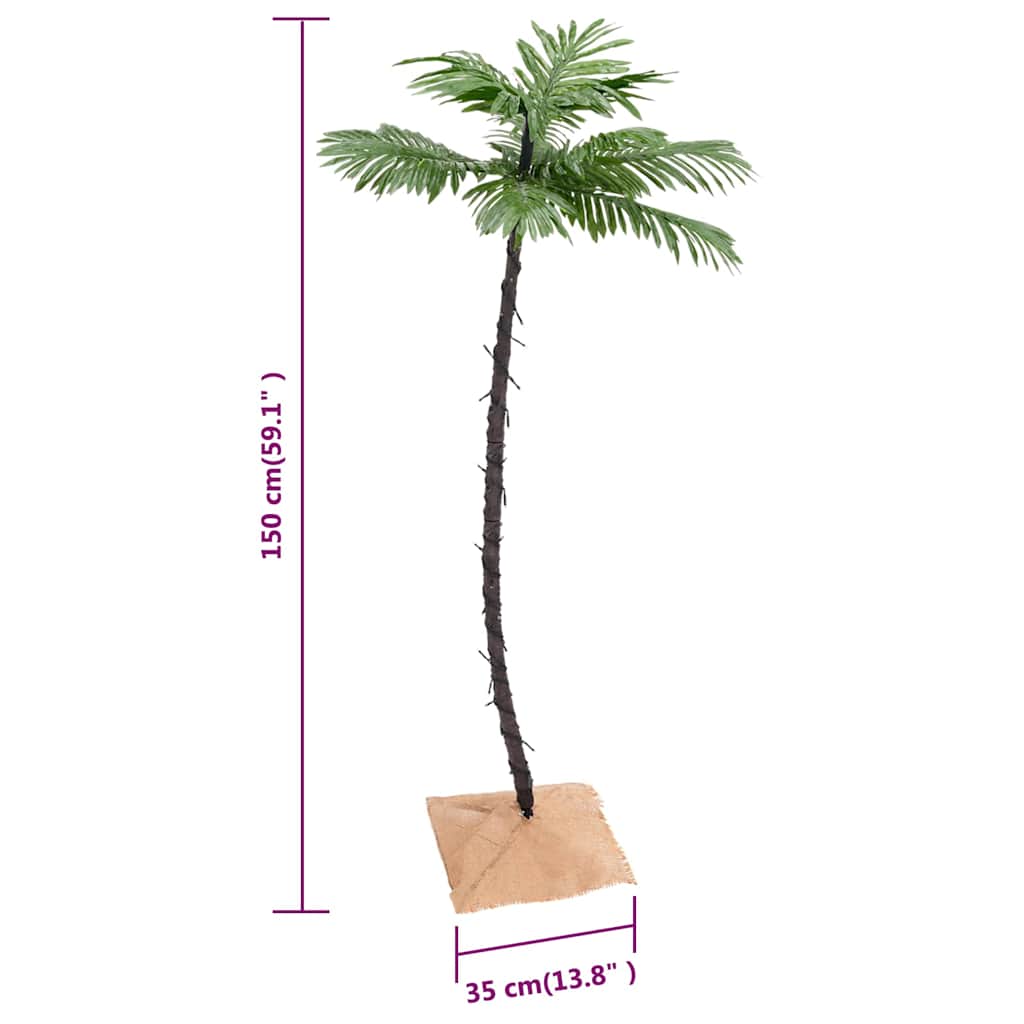 345137 vidaXL LED Palm Tree Warm White 88 LEDs 150 cm