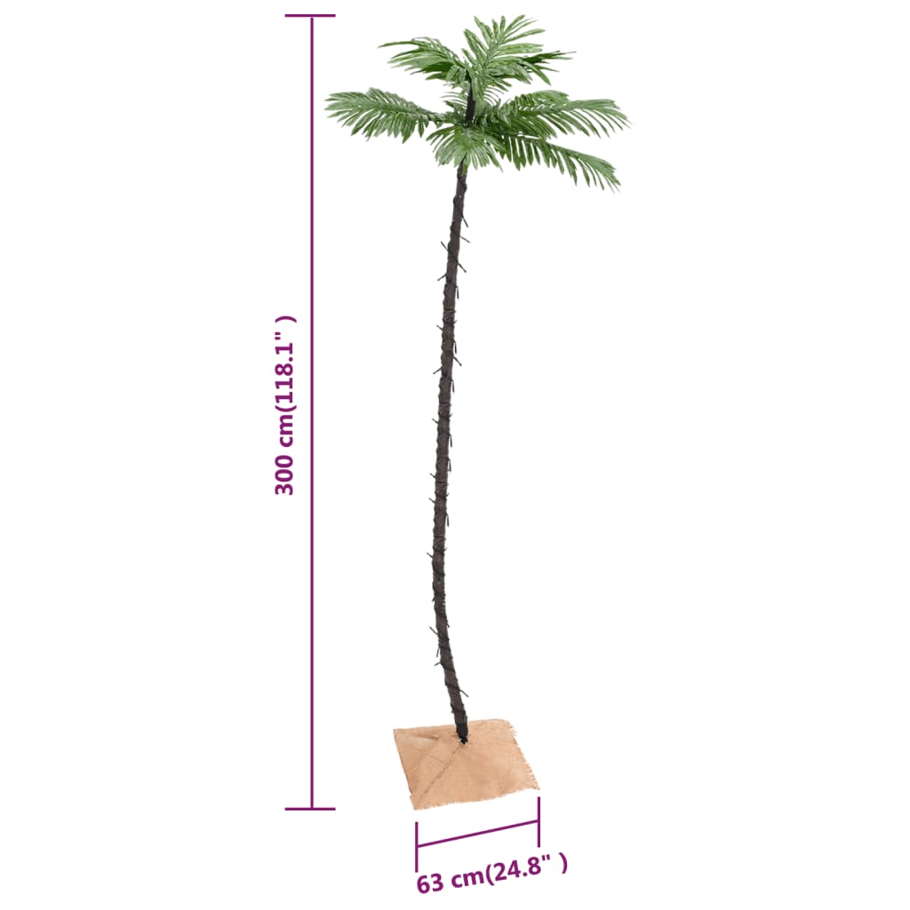 345140 vidaXL LED Palm Tree Warm White 192 LEDs 300 cm