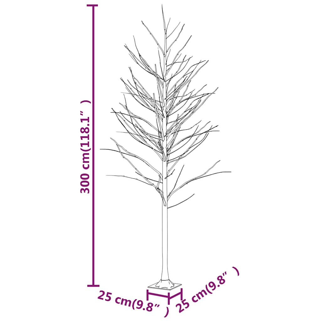 345146 vidaXL LED White Birch Tree Warm White 240 LEDs 300 cm