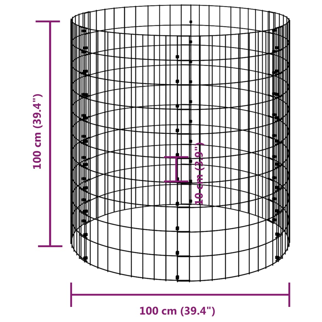 vidaXL Garden Composter Ø100x100 cm Galvanised Steel