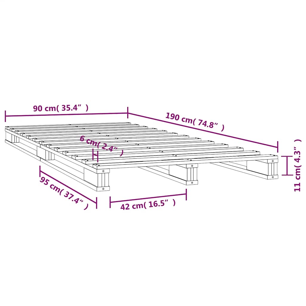 vidaXL Pallet Bed without Mattress White Single Solid Wood