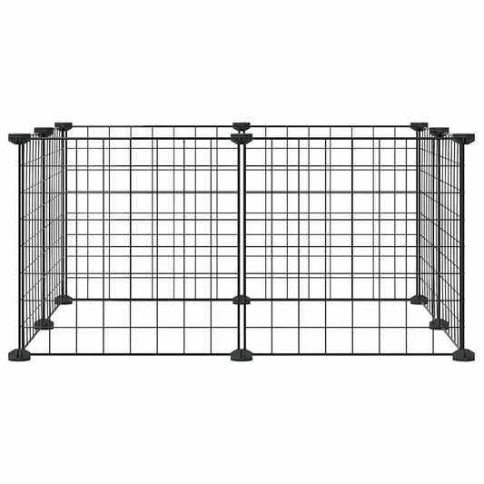 vidaXL 8-Panel Pet Cage Black 35x35 cm Steel