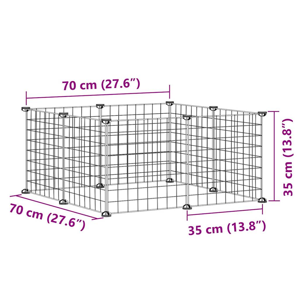 vidaXL 8-Panel Pet Cage Black 35x35 cm Steel