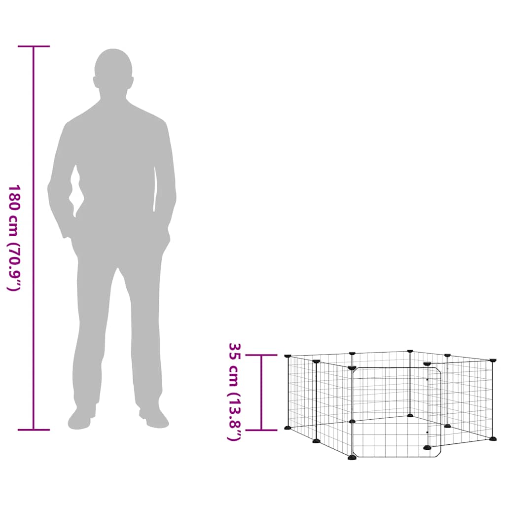 vidaXL 8-Panel Pet Cage with Door Black 70x70x35 cm Steel