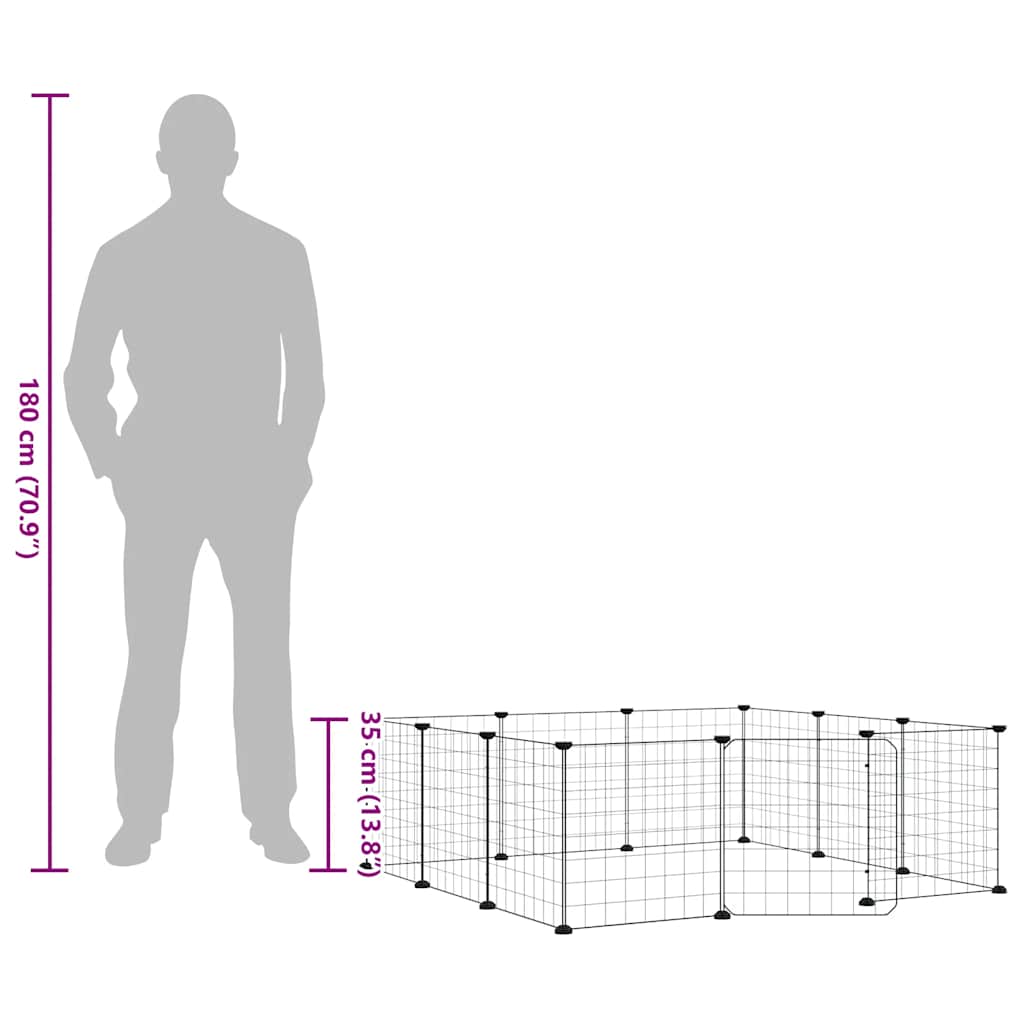 vidaXL 12-Panel Pet Cage with Door Black 105x105x35 cm Steel