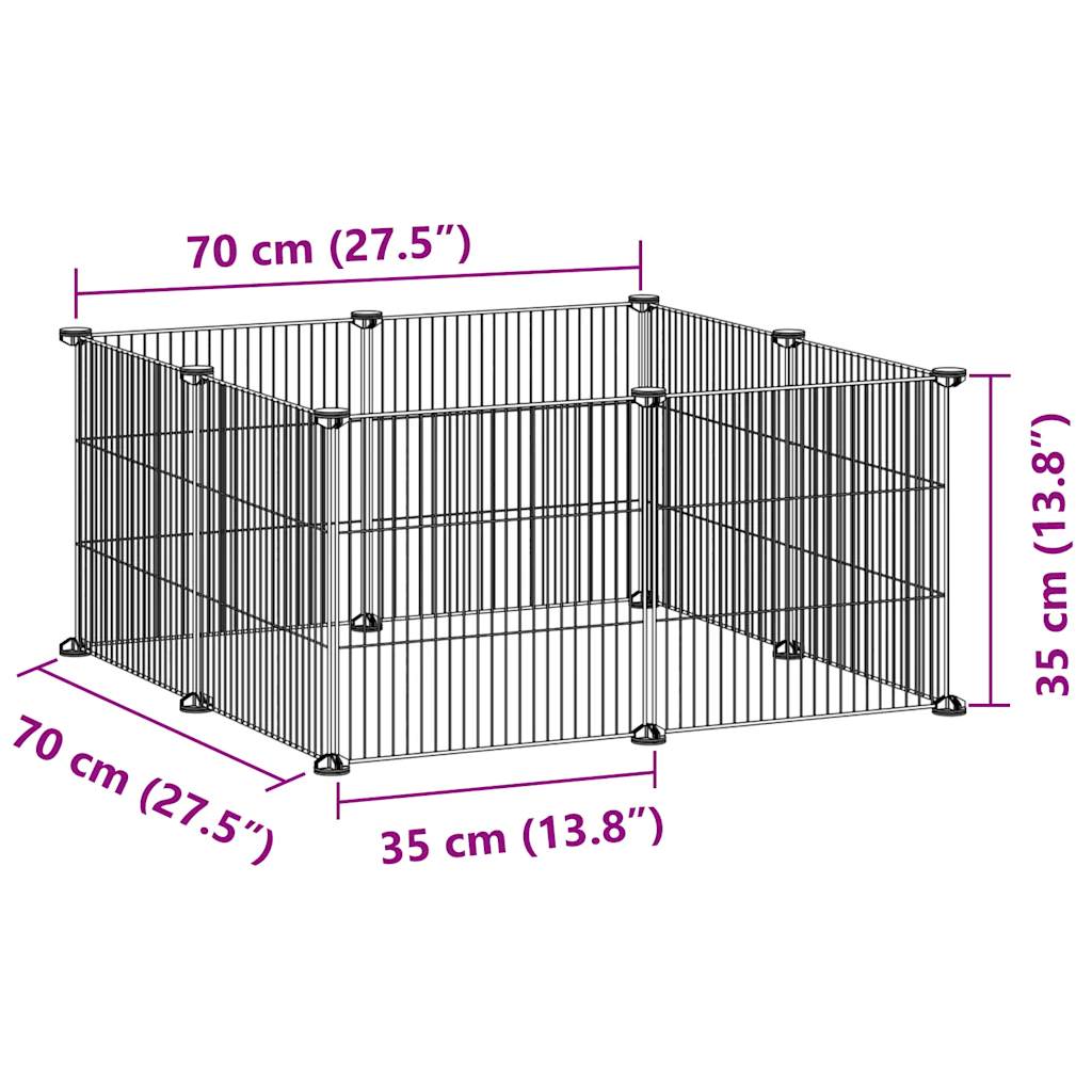 vidaXL 8-Panel Pet Cage Black 35x35 cm Steel