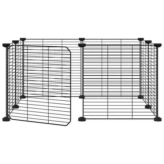 vidaXL 8-Panel Pet Cage with Door Black 35x35 cm Steel