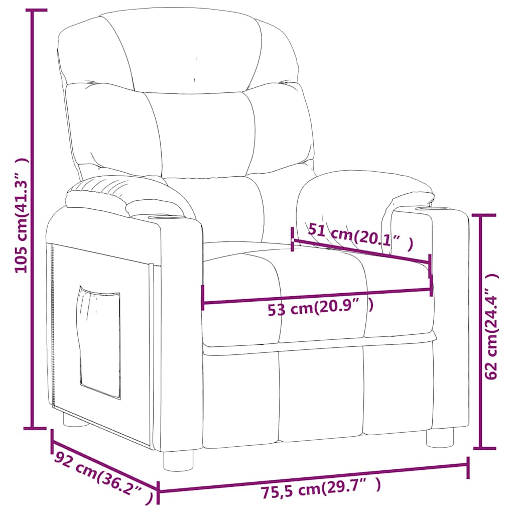 vidaXL Recliner Chair Cream Fabric