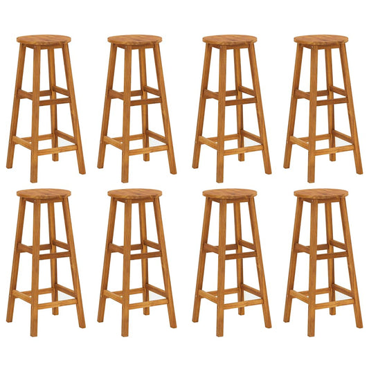 vidaXL Bar Stool | Set of 8 | Natural wood | Solid Acacia wood | Standard