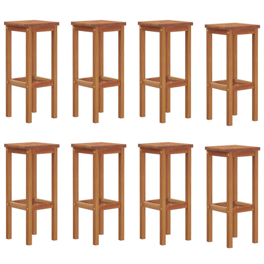 vidaXL Bar Stool | Set of 8 | Natural wood color | Solid Acacia wood | Standard