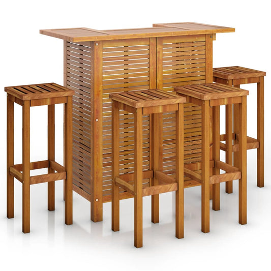 vidaXL Garden Bar Set | Brown | Solid Acacia wood | Medium | Footrest