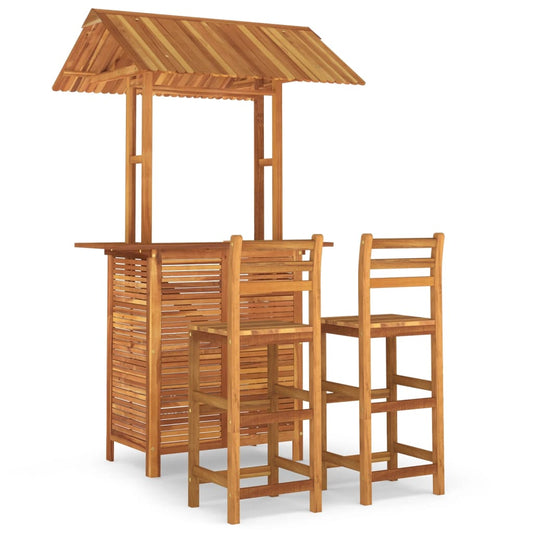 vidaXL Garden Bar Set | Natural wood | Solid acacia wood | Medium | Footrest