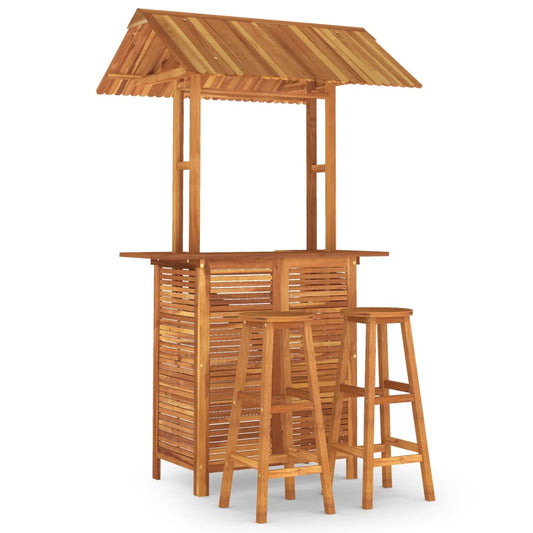 vidaXL Garden Bar Set | Brown | Solid Acacia wood | Medium | Footrest