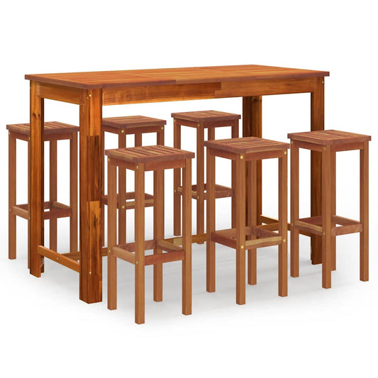 vidaXL Garden Bar Set | Wooden Brown | Solid Acacia wood | Standard | Footrest