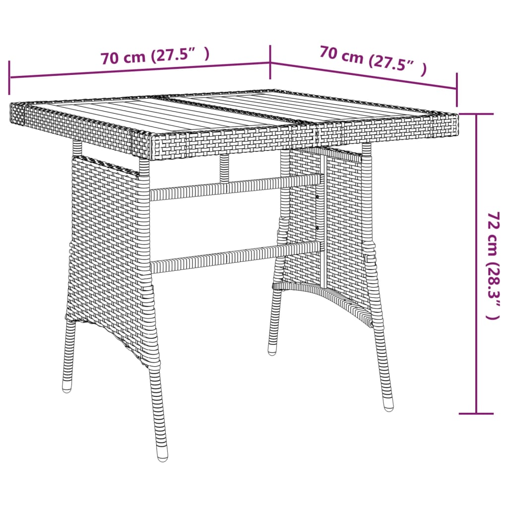 vidaXL Outdoor Dining Set | Black | PE rattan, steel, solid acacia wood