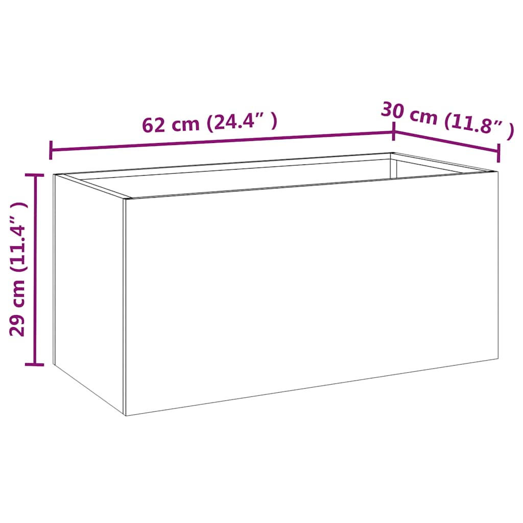 vidaXL Planter 62x30x29 cm Corten Steel