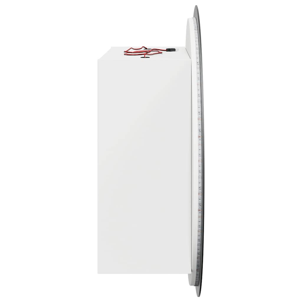 vidaXL Bathroom Cabinet with Round Mirror&LED White 47x47x17,5 cm