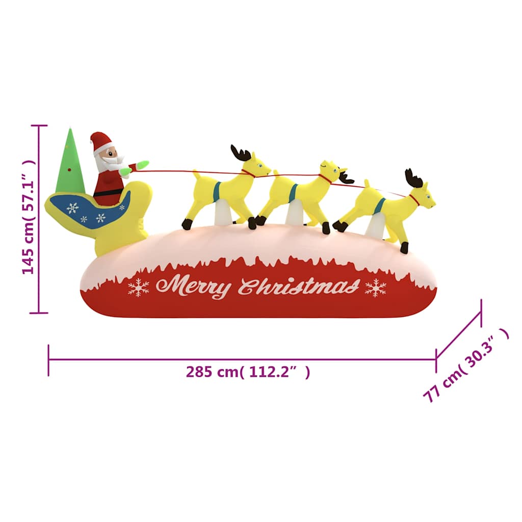 vidaXL Christmas Inflatable Santa and Reindeer Decoration LED 145 cm