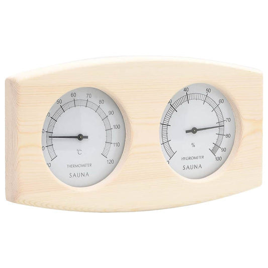vidaXL 2 in 1 Sauna Hygrothermograph&Sand Timer Set Solid Wood Pine