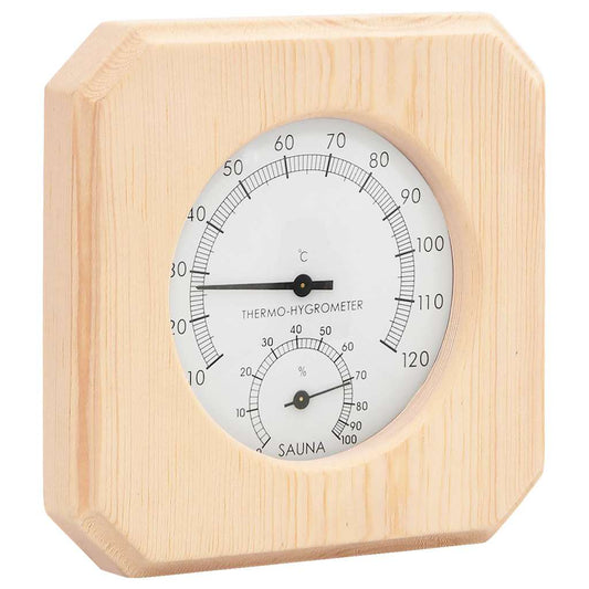 vidaXL 2 in 1 Sauna Hygrothermograph&Sand Timer Set Solid Wood Pine