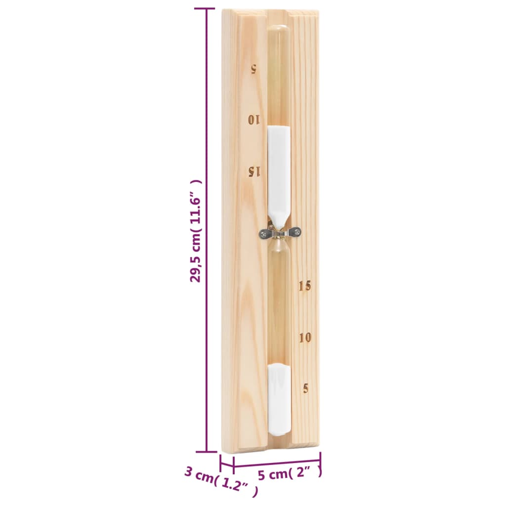 vidaXL 2 in 1 Sauna Hygrothermograph and Sand Timer Set Solid Wood Pine