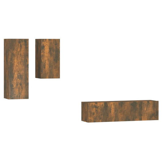 vidaXL 4 Piece TV Cabinet Set Smoked Oak Engineered Wood