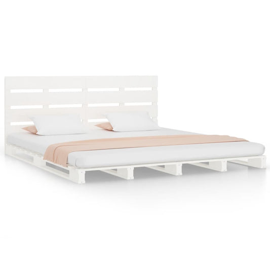vidaXL Bed Frame without Mattress White 135x190 cm Double Solid Wood Pine